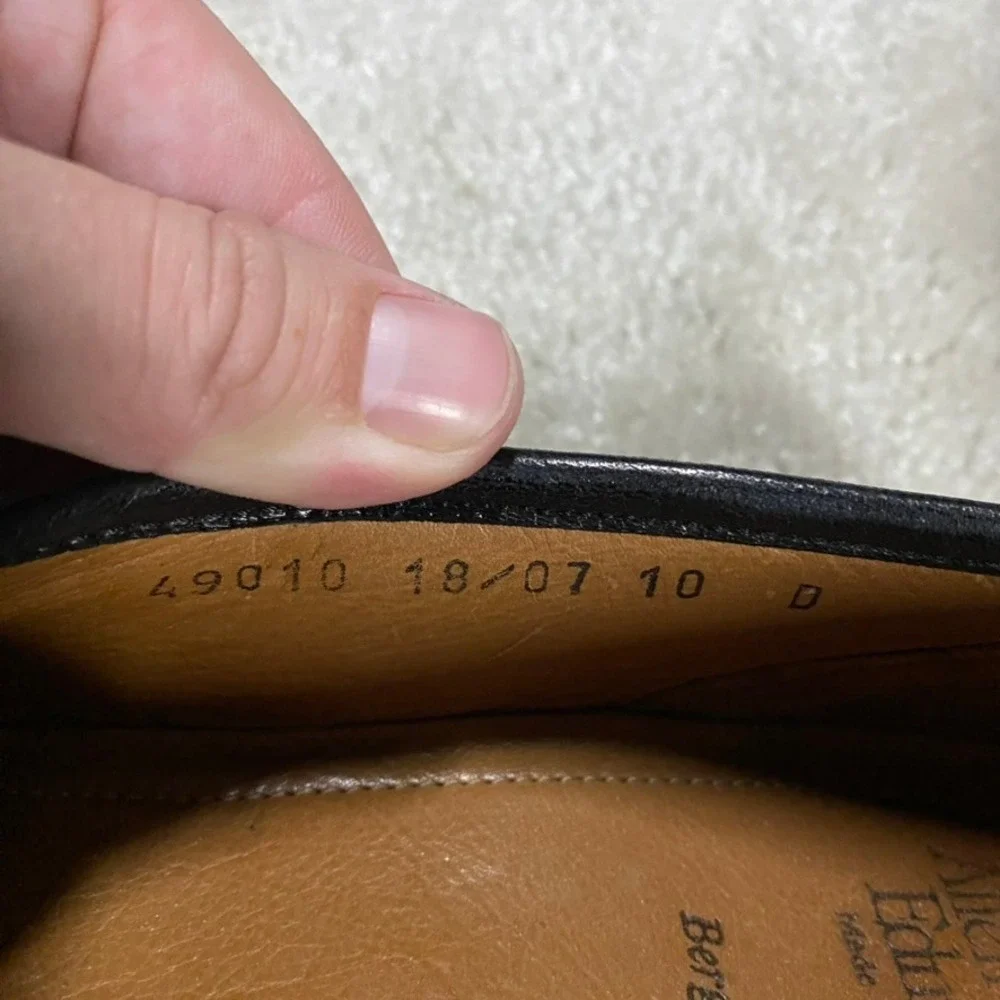 Allen Edmonds Loafers Mens 10 D Black Leather Bergamo Made Italy Slip On
